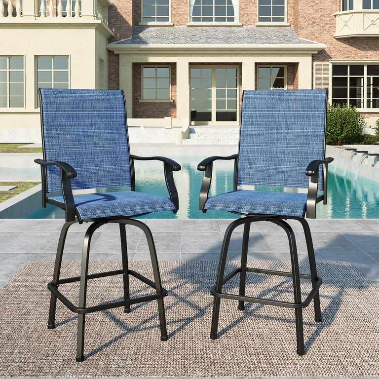 Summit Living Outdoor 2-Piece High Top Metal Swivel Bar Stools
