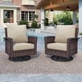 thumbnail image 1 of Summit Living 2-Piece Outdoor Swivel Chairs, Wicker Patio Club Lounge Chairs With Backrests & Cushions for Garden, Pool, Porch, Yard, Beige, 1 of 9