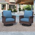 thumbnail image 1 of Summit Living 2-Piece Outdoor Swivel Chairs, Wicker Patio Club Lounge Chairs With Backrests & Cushions for Garden, Pool, Porch, Yard, Navy-blue, 1 of 9