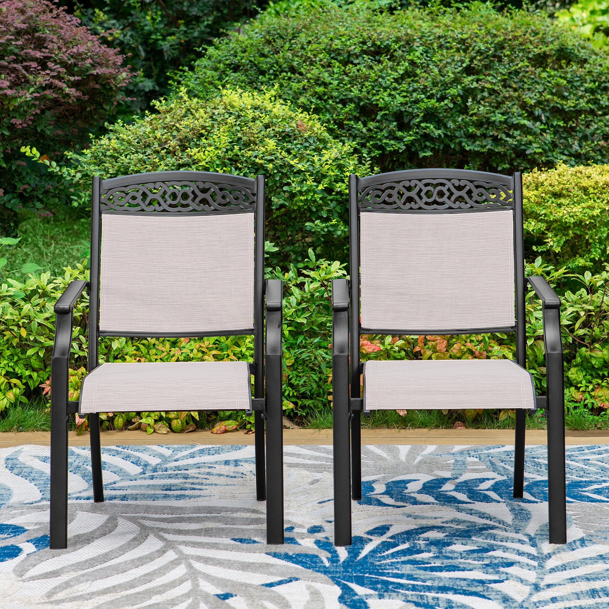 Summit Living 2 Pieces Outdoor Premium Cast Aluminum Dining Chairs