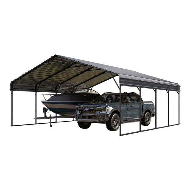 Summit Living Large Outdoor Covered Carport, 20x20ft Galvanized Steel ...