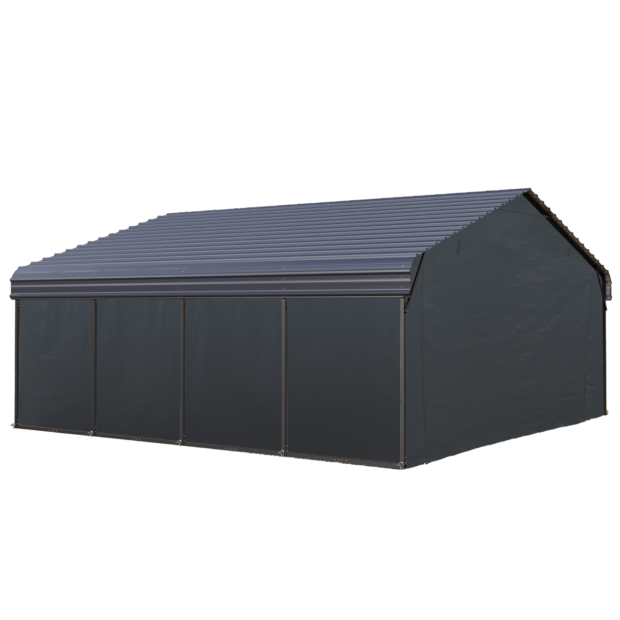 Walmart daily deals:  Summit Living 20 x 20 ft Outdoor Metal Carport with Sidewalls & Galvanized Steel Roof, Heavy-Duty Steel Garage Car Storage Shelter, Gray