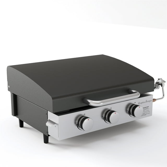 Summit Living 22Inch Tabletop Griddle Gas Griddle with 3 Burners Black