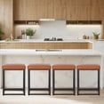 thumbnail image 1 of SUMMIT LIVING 24" Counter Height Bar Stool Set of 4, Upholstered Faux Leather Backless Counter Stool for Kitchen Island, Brown, 1 of 7