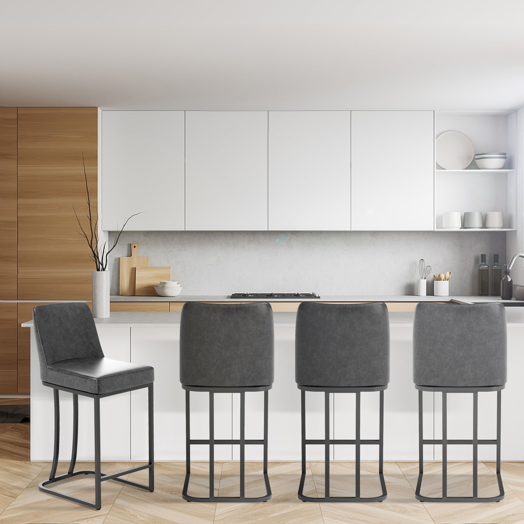 Summit Living 24" Counter Height Bar Stool with Back for Kitchen