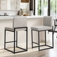 thumbnail image 1 of SUMMIT LIVING 24 inch Bar Stools with Back Set of 2 for Kitchen Dining, Faux Leather Counter Stools, White, 1 of 6