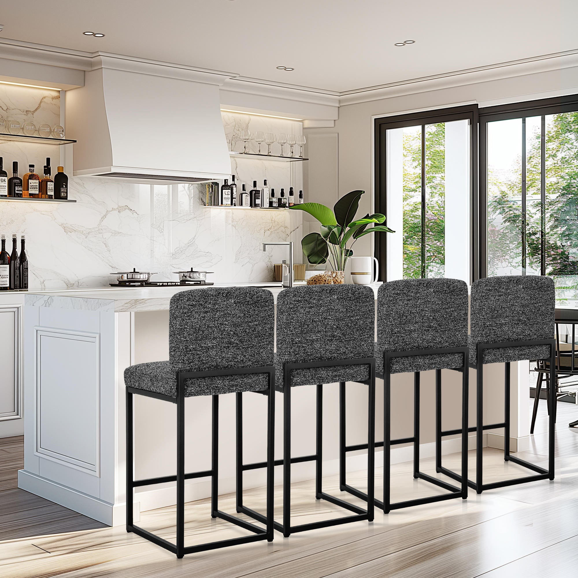 SUMMIT LIVING 24 inch Bar Stools with Back Set of 4 for Kitchen Dining ...