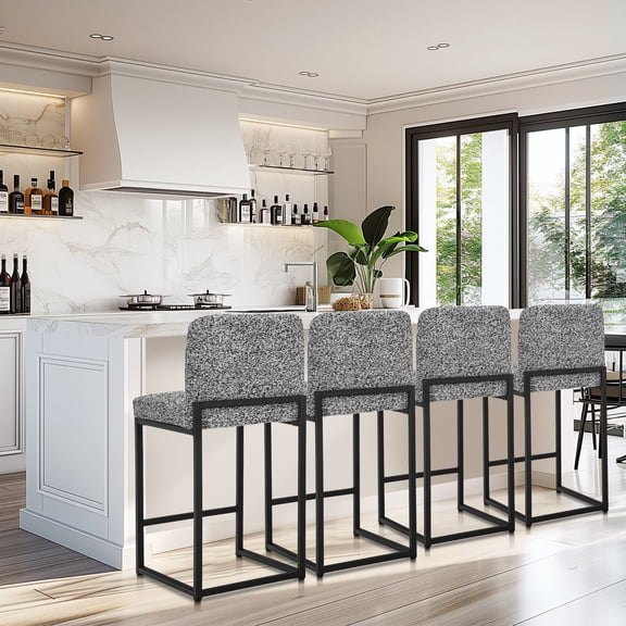 SUMMIT LIVING 24 inch Bar Stools with Back Set of 4 for Kitchen Dining, Counter Height Chairs, Speckled Gray