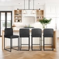 thumbnail image 1 of SUMMIT LIVING 24 inch Bar Stools with Back Set of 4 for Kitchen Dining, Faux Leather Counter Stools, Black, 1 of 6