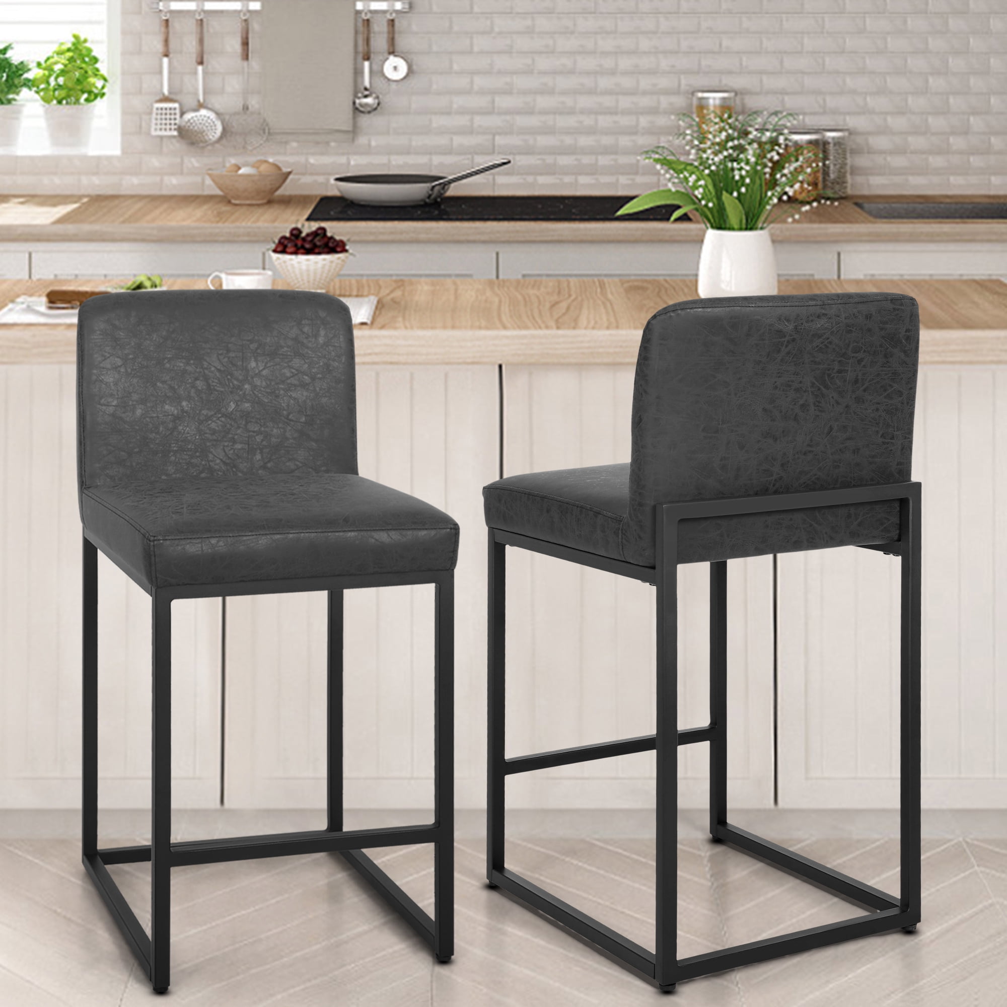 Summit Living 24 inch Bar Stools with Back Set of 4 for Kitchen Dining
