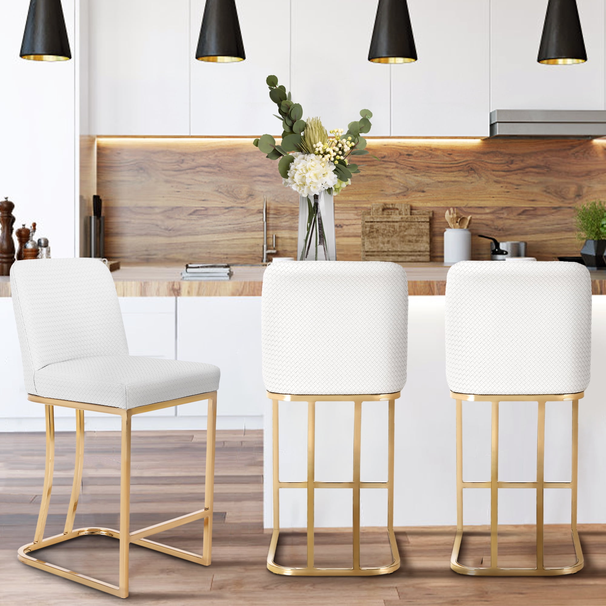 Summit Living Modern High Height 24 inch White & Gold Counter Bar