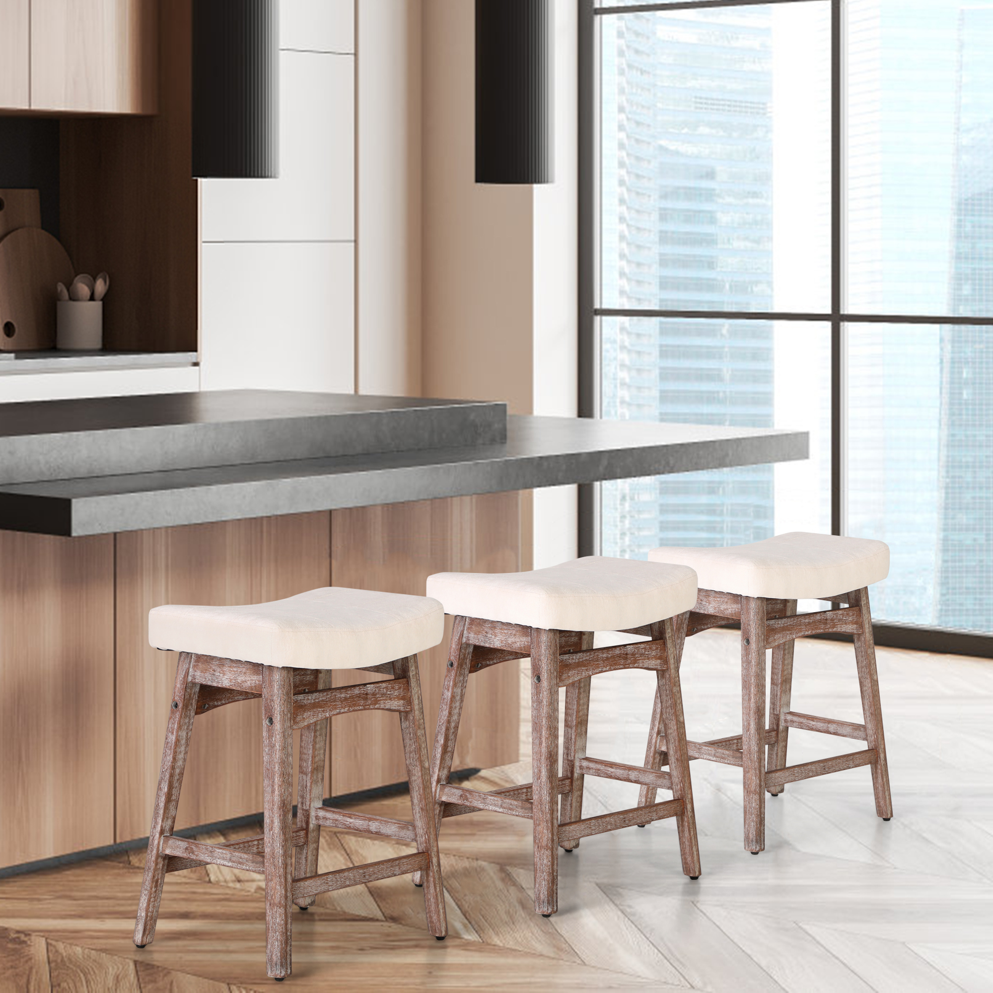 Summit Living 24 inch Wooden Backless Counter Height Bar Stools Set of