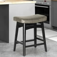 thumbnail image 1 of MF Studio 24 inch Wooden Count Stool for Kitchen, Backless Saddle Faux Leather Bar Stool, Gray, 1 of 9