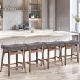 thumbnail image 1 of Summit Living 24 inch Wooden Counter Stool Set of 4, Backless Saddle Linen Bar Stool for Kitchen, Gray, 1 of 10