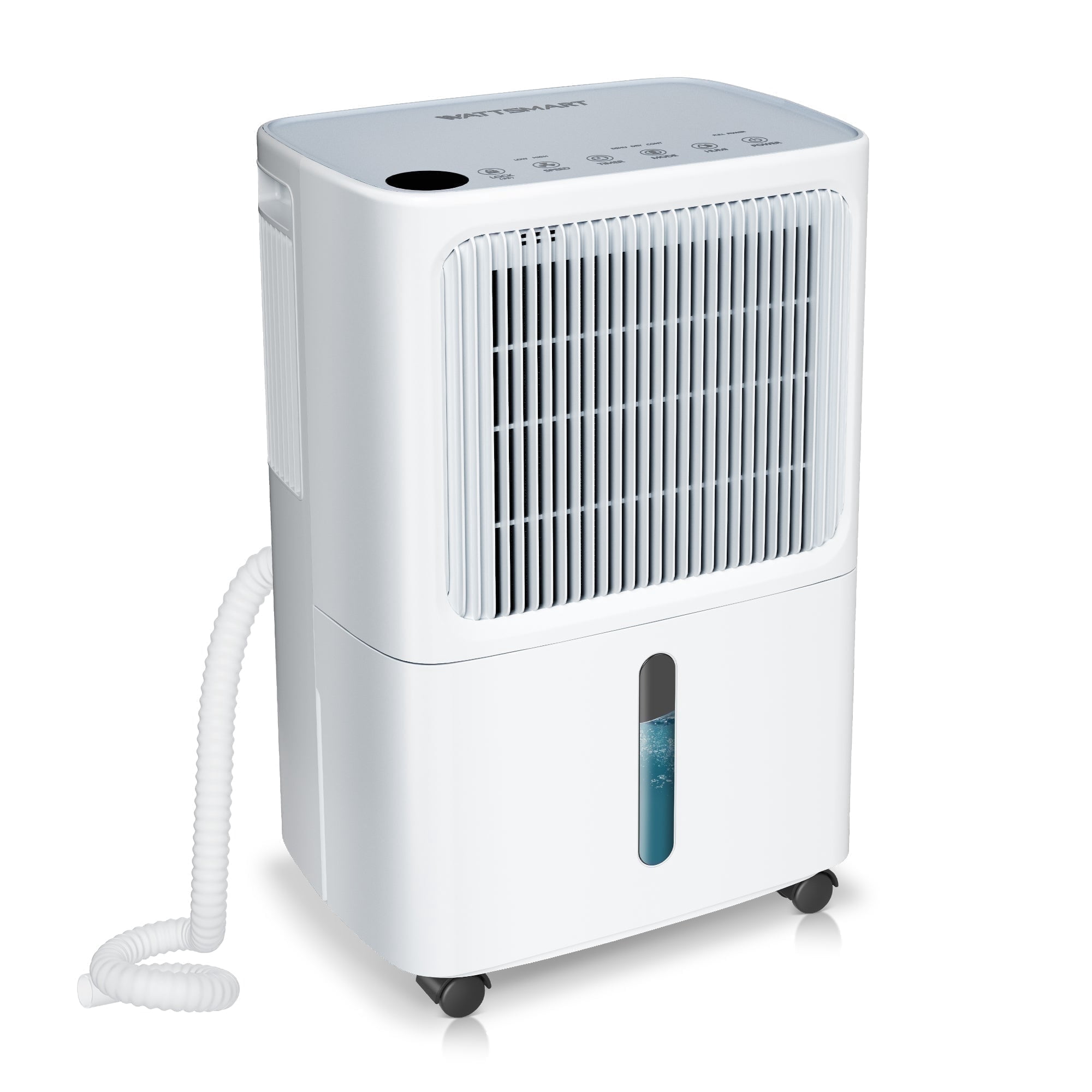 MF Studio 8.5 Pints Dehumidifier for Basement, Cover Up to 2500 Sq. Ft Home Space with Drain Hose , 0.48 Gal Water Tank, Overflow Protection, Auto Defrost & Drain, White