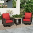 thumbnail image 1 of Summit Living 3-Piece Outdoor Swivel Glider Chairs Set with Coffee Table, Wicker Patio Club Lounge Chairs With Backrests & Cushions, Red, 1 of 9