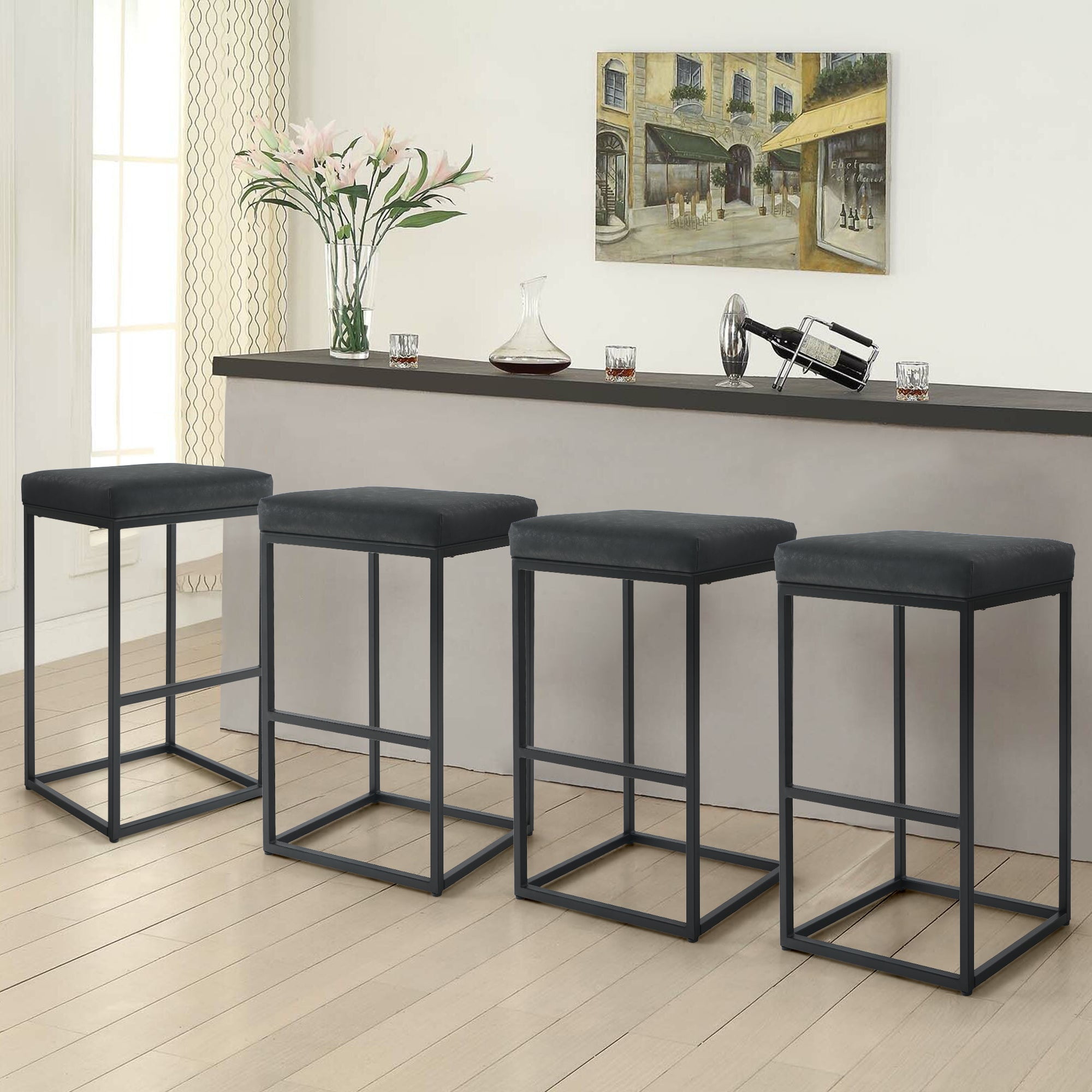 Summit Living 30 inch Counter Stools Set of 4 for Kitchen, Backless PU
