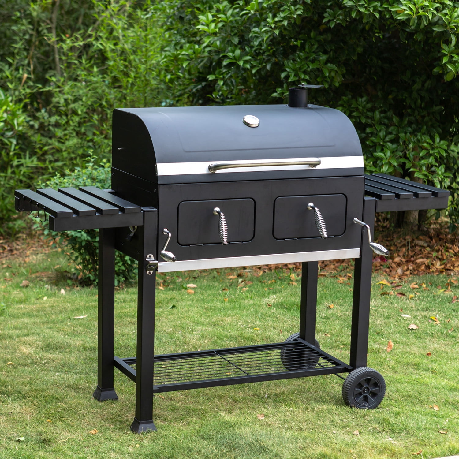 34\'\' Living Black Charcoal Grill, Large BBQ Portable Summit Grill Extra