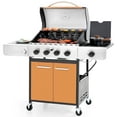 thumbnail image 1 of PHI VILLA 4 Burner Propane Gas Grill with Side Burner Stainless Steel, Golden, 1 of 13