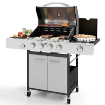 Summit Living 4 Burner Propane Gas Grill with Side Burner Stainless Steel