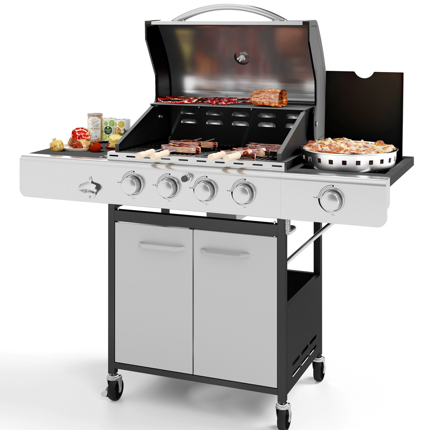 Summit Living 4 Burner Propane Gas Grill with Side Burner Stainless Steel - image 1 of 10
