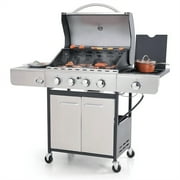 Summit Living 4 Burner Propane Gas Grill with Side Burner Stainless Steel