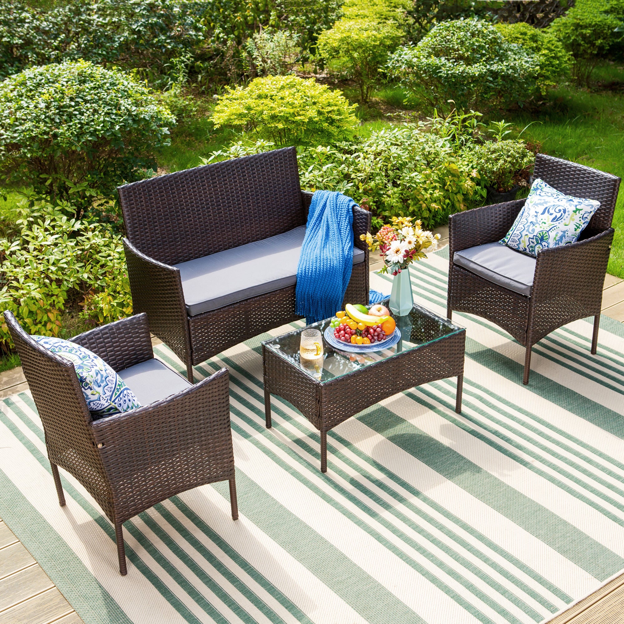 Better Homes & Gardens Tarren 5Piece Outdoor Conversation Set, Black