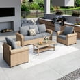 thumbnail image 1 of MF Studio 4-Piece Wicker Patio Furniture Set, 5-Seat Rattan Outdoor Furniture Set, Patio Conversation Set with Double-Tier Coffee Table, Gray, 1 of 10