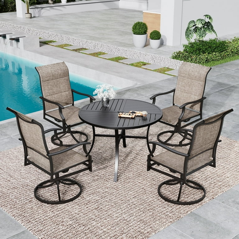 Summit Living 5-Piece Patio Set, Padded Swivel Chairs Round
