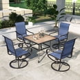thumbnail image 1 of SUMMIT LIVING 5-Piece Outdoor Dining Set with High-Back Padded Swivel Chairs for 4 and Wood-Like Square Table for Patio, 1 of 13