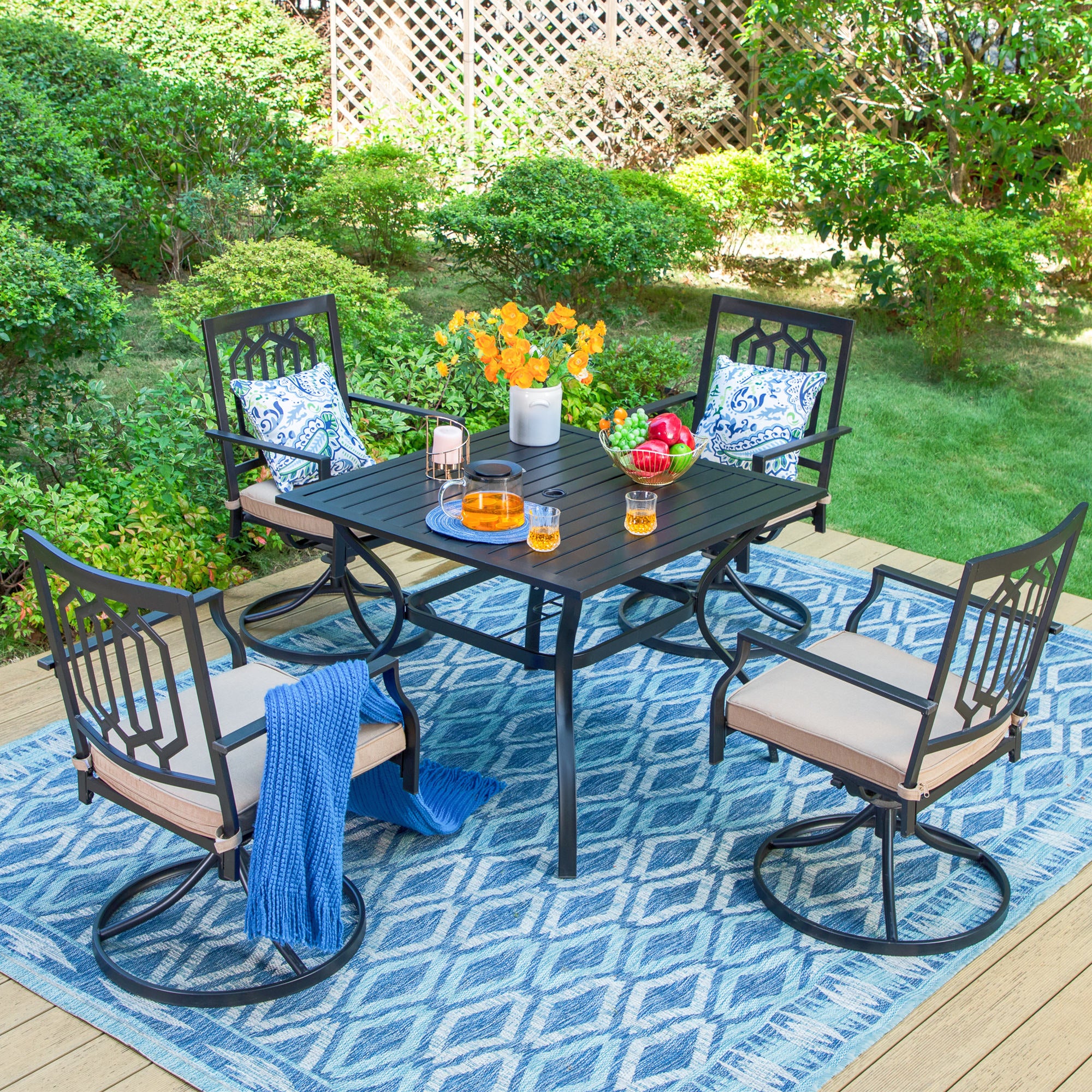 Hanover Traditions 5Piece Outdoor Dining Set in Tan with 2 Dining