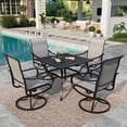 thumbnail image 1 of SUMMIT LIVING 5-Piece Outdoor Patio Dining Set, Patio Swivel Textilene Chairs & 37" Metal Table with Umbrella Hole, Black & Light Gray, 1 of 16