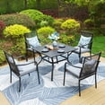 thumbnail image 1 of SUMMIT LIVING 5-Piece Patio Dining Set, Steel Chair with Cushion & Square Table for 4-Person, Black & Gray, 1 of 18