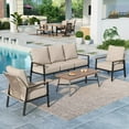 thumbnail image 1 of Summit Living 5-Seat Patio Conversation Set with Fixed Chairs, Outdoor Rattan Rope-Woven Sofa Set, Beige, 1 of 12