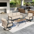 thumbnail image 1 of MF Studio Wicker Outdoor Patio Furniture Set, 5-Seat Patio Conversation Set with Swivel Chairs, PE Rattan Outdoor Sofa Set, Beige, 1 of 12