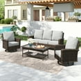 thumbnail image 1 of Summit Living 5-Seat Wicker Patio Furniture Set with 2 Swivel Chairs & 3-Seat Sofa with Coffee Table, Outdoor Rattan Sectional Conversation Set, Light Gray, 1 of 10