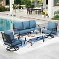 thumbnail image 1 of MF Studio 5-Seater Patio Conversation Set Metal Outdoor Furniture Set with Swivel Chairs and Table - Navy Blue, 1 of 8