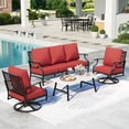 thumbnail image 1 of MF Studio 5-Seater Patio Conversation Set Metal Outdoor Furniture Set with Swivel Chairs and Table - Red, 1 of 9