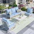 thumbnail image 1 of MF Studio 5-Seater Patio Conversation Set Metal Outdoor Furniture with Rocking Chair Sofa Blue, 1 of 14