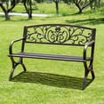 thumbnail image 1 of SUMMIT LIVING 50 Inches Outdoor Garden Bench,Cast Iron Patio Park Bench Metal Frame,Bronze, 1 of 8