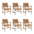 thumbnail image 1 of Summit Living 6-Piece Acacia Wood Patio Dining Chairs with Rattan Seat & Back, Natural Wood Outdoor Chairs, 1 of 10