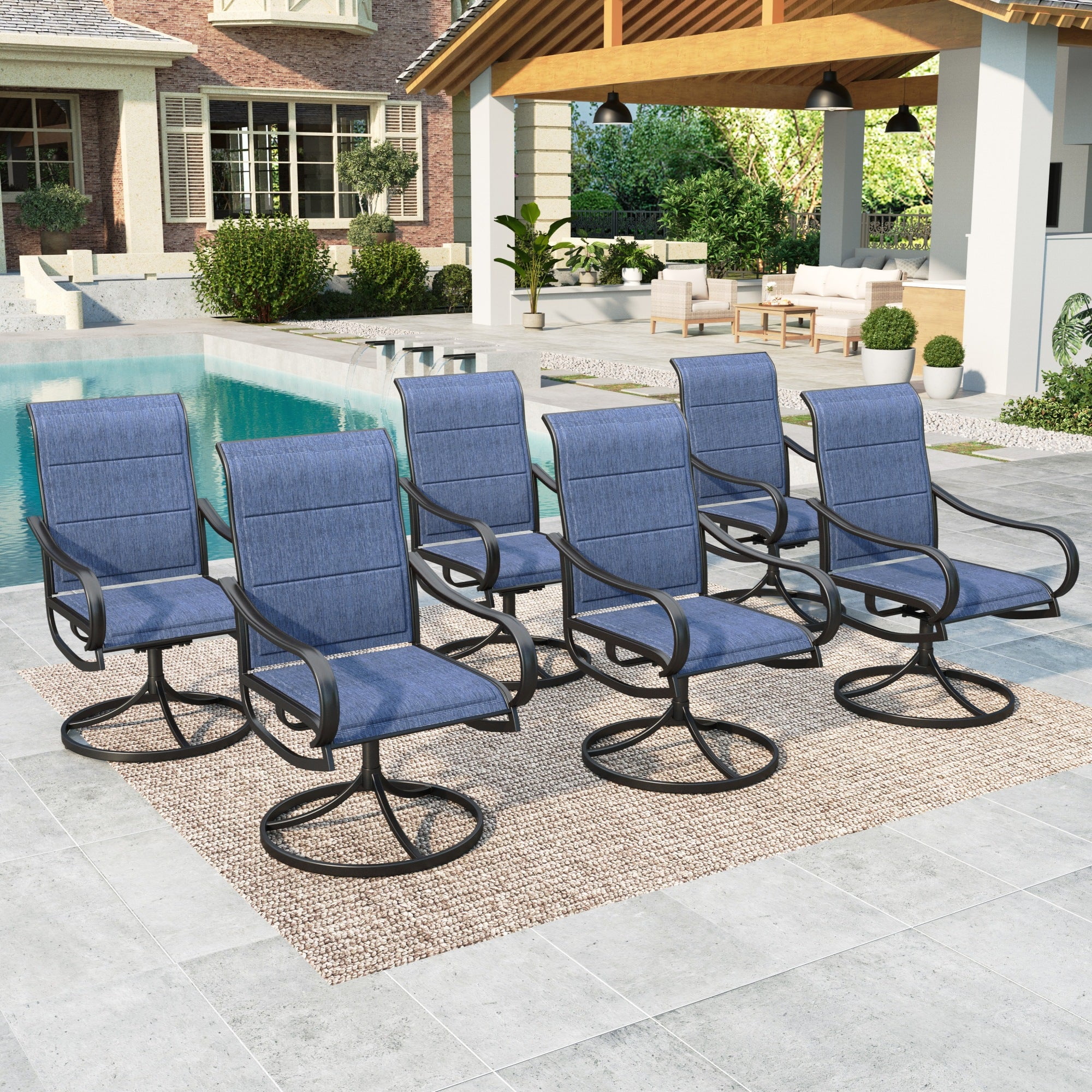 Summit Living 6-Piece High-Back Swivel Outdoor Dining Chairs