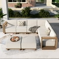 thumbnail image 1 of MF Studio 8-Piece Wicker Patio Furniture Set, L Shaped Outdoor Sectional Set with 2 Ottomans, Beige, 1 of 12