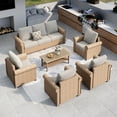 thumbnail image 1 of MF Studio 6-Piece Wicker Outdoor Conversation Set, 7-Seat Rattan Patio Furniture Set with Double-Tier Coffee Table, Beige, 1 of 11