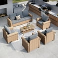 thumbnail image 1 of MF Studio 6-Piece Wicker Outdoor Conversation Set, 7-Seat Rattan Patio Furniture Set with Double-Tier Coffee Table, Gray, 1 of 11