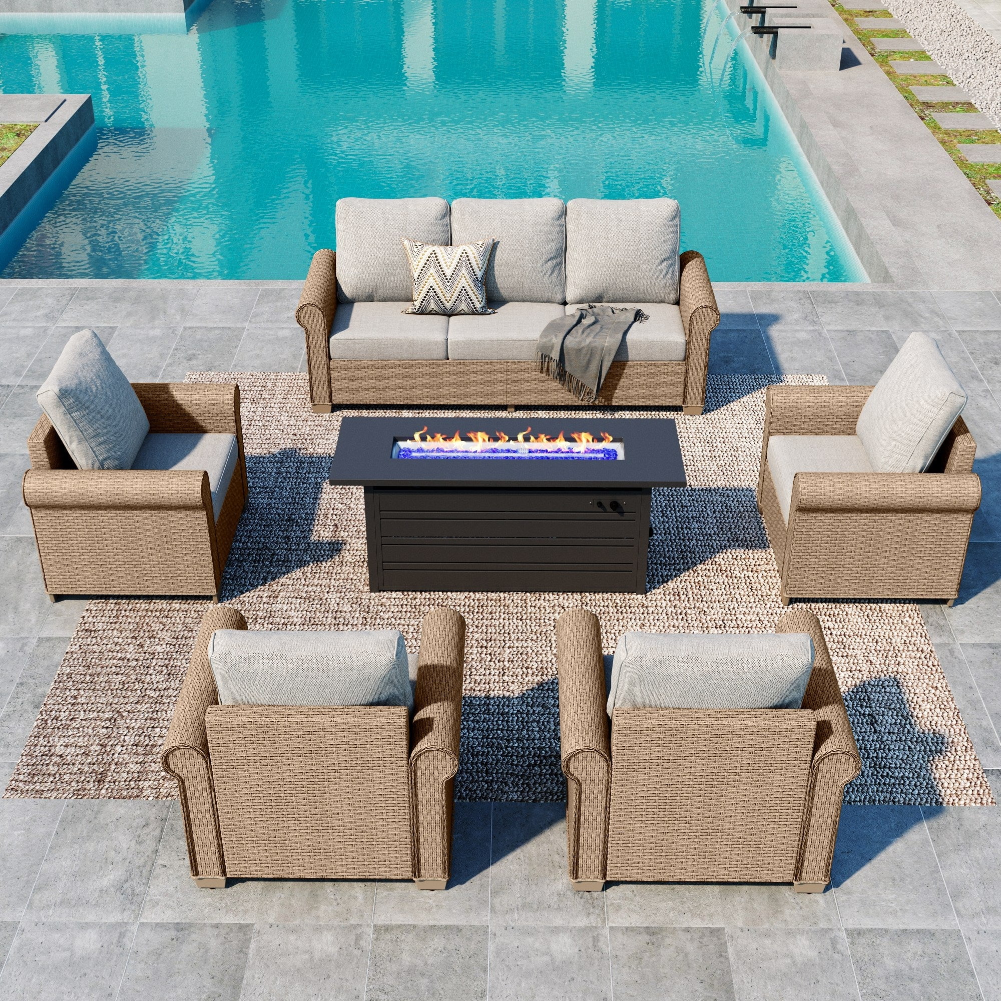 Summit Living 6-Piece Wicker Outdoor Conversation 