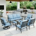 thumbnail image 1 of Summit Living 7 Pcs Outdoor Conversation Set, Metal Patio Furniture Sofa Set for 9 Person with Blue Cushions, 1 of 8