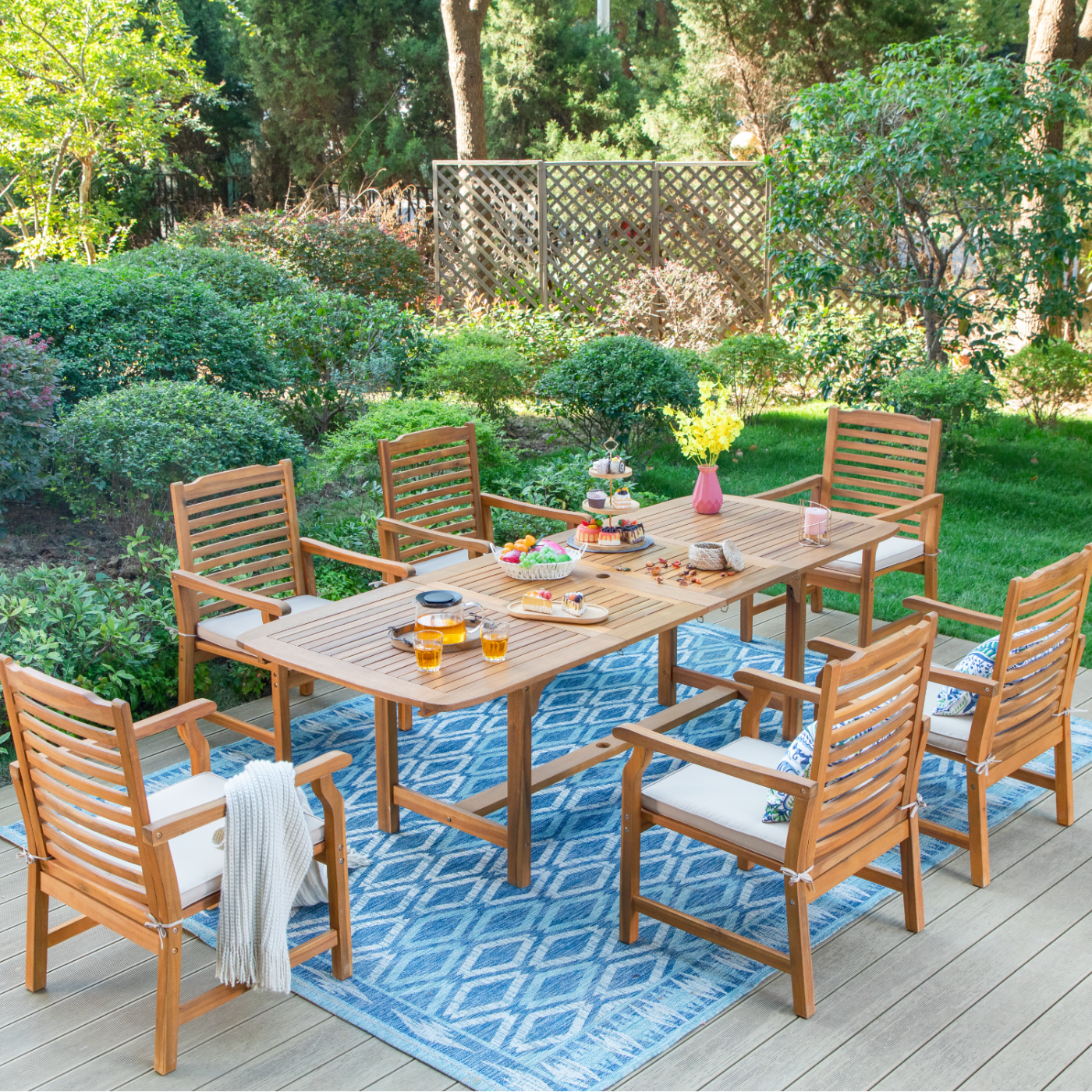 Acacia Wood Outdoor Outdoor Table With Chairs Summit Living