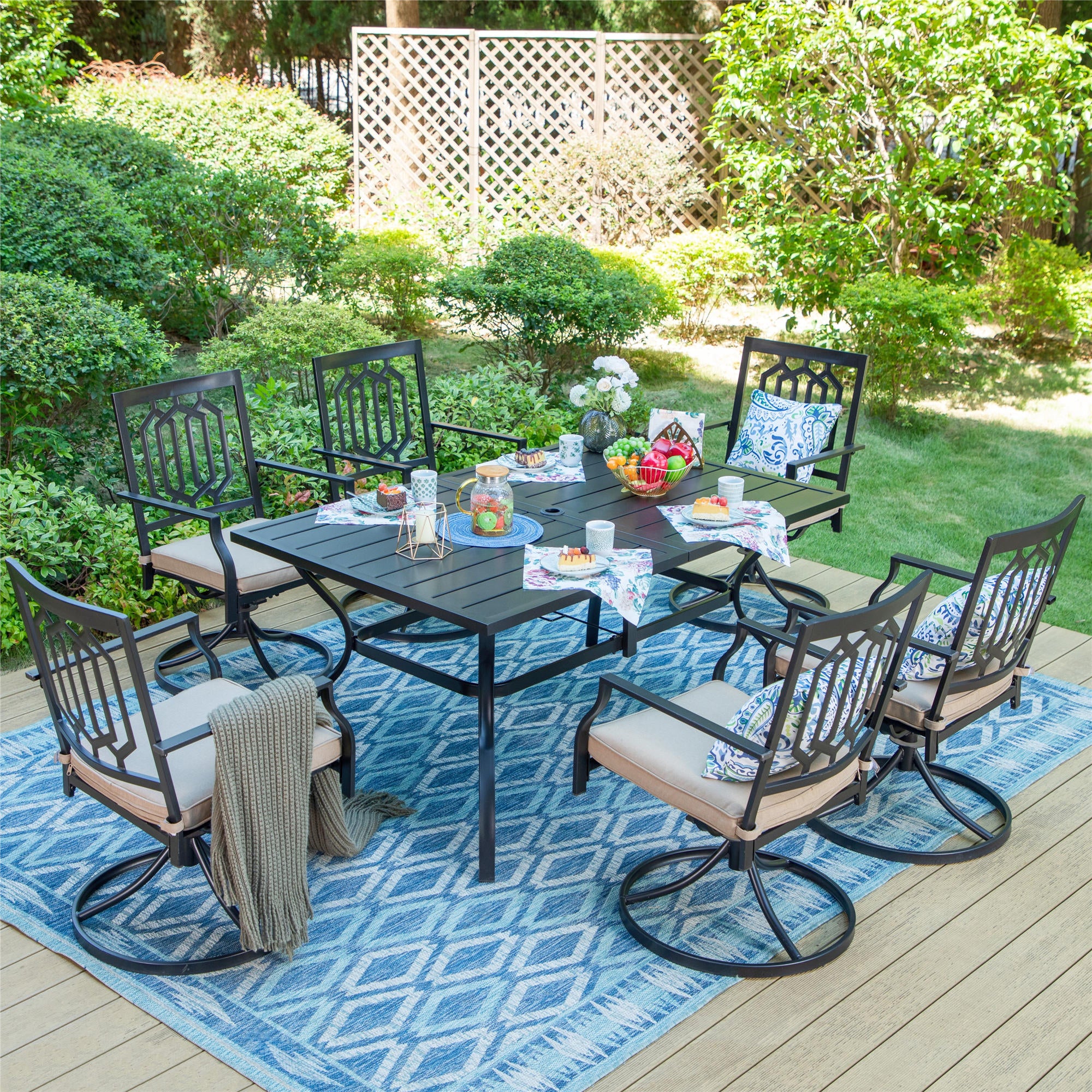 Home Styles Biscayne 7pc Outdoor Dining Set with Swivel Chairs, White