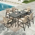 thumbnail image 1 of MF Studio 7-Piece Outdoor Patio Bar Set, All-Weather Rattan Bistro Set Dining Set with Fixed & 2 Swivel Patio Bar Stools, 67” Rectangle Bar Table, 1 of 10
